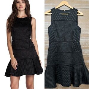 Tibi Quilted Matlasse Satin Binding Dress Black Career Work Wear Preppy Womens 4